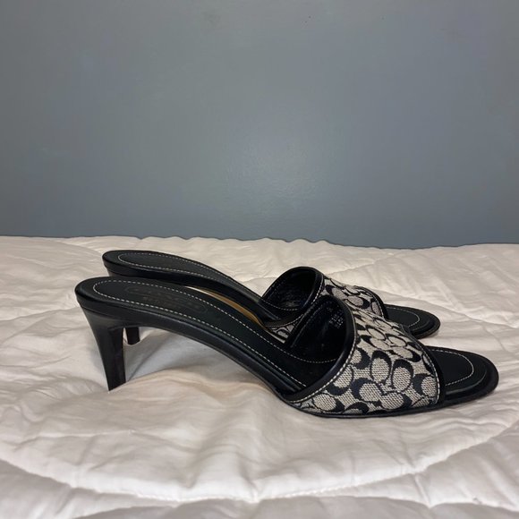 Coach Open Toe Heel Slide Leather Sandals - Picture 3 of 4